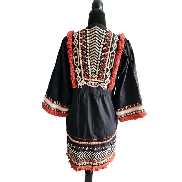 Rachel Zoe Bianca Mini Embroided Tassels Ethnic Boho Dress Size 4 - Picture 5 of 9